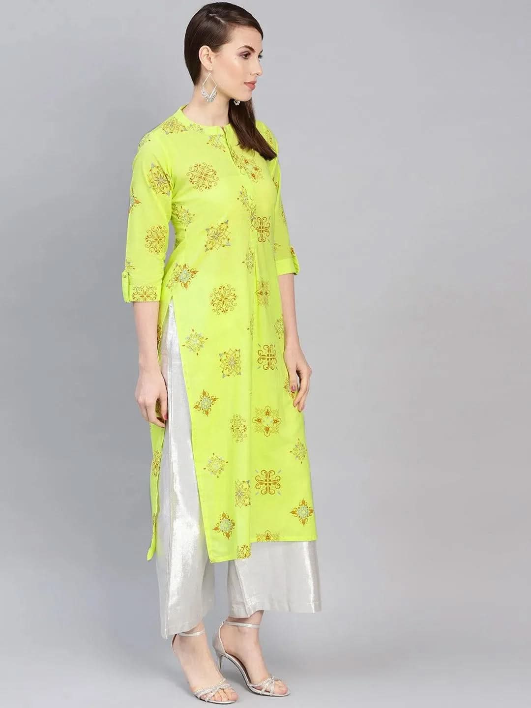Anouk Green Printed Cotton Kurta