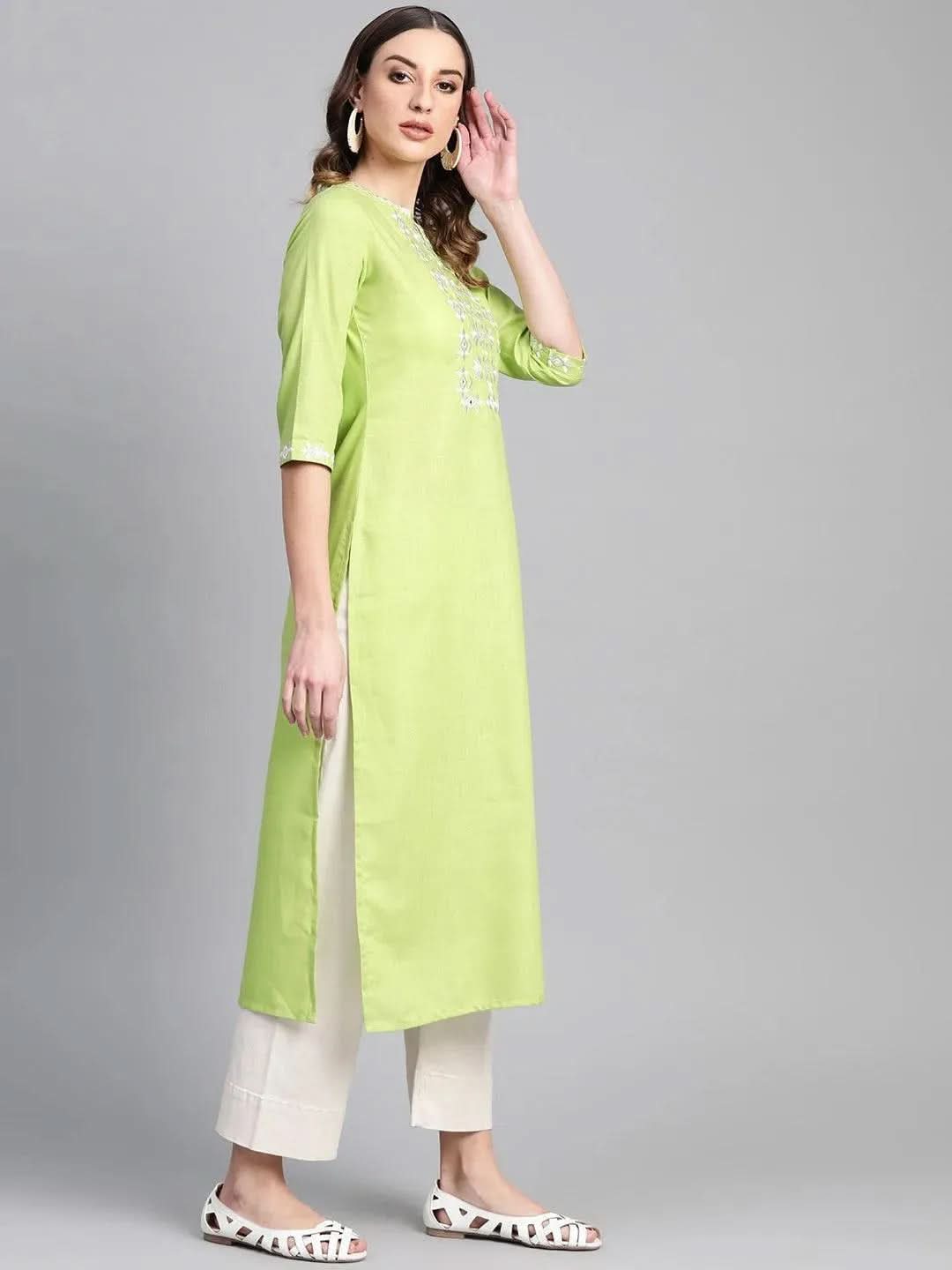 Anouk Green Printed Cotton Kurta