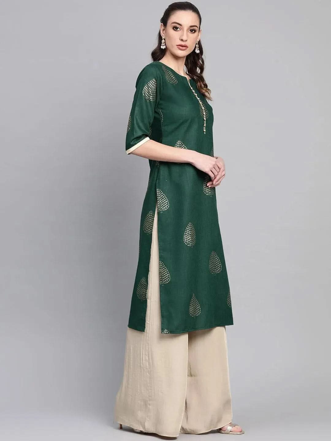 Anouk Green Printed Cotton Kurta