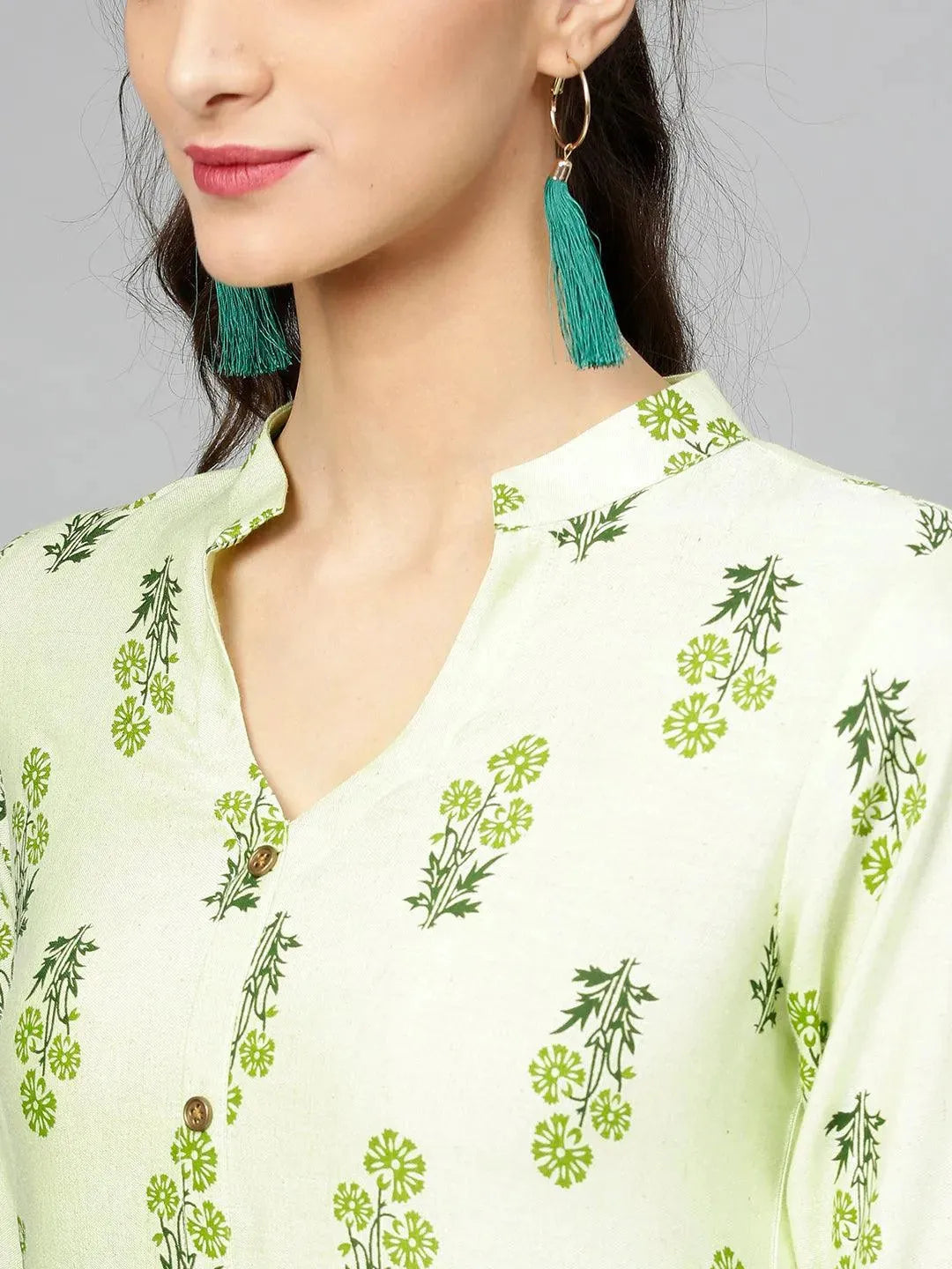 Anouk Green Printed Cotton Kurta