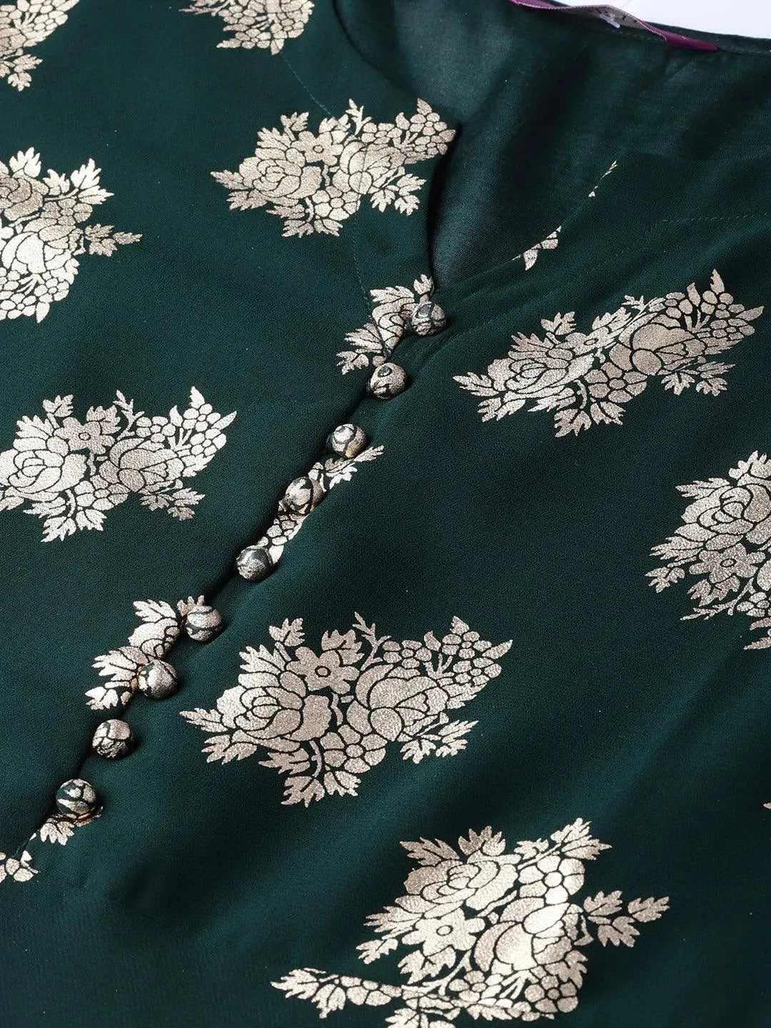 Anouk Green Printed Georgette Anarkali Kurta With Stole