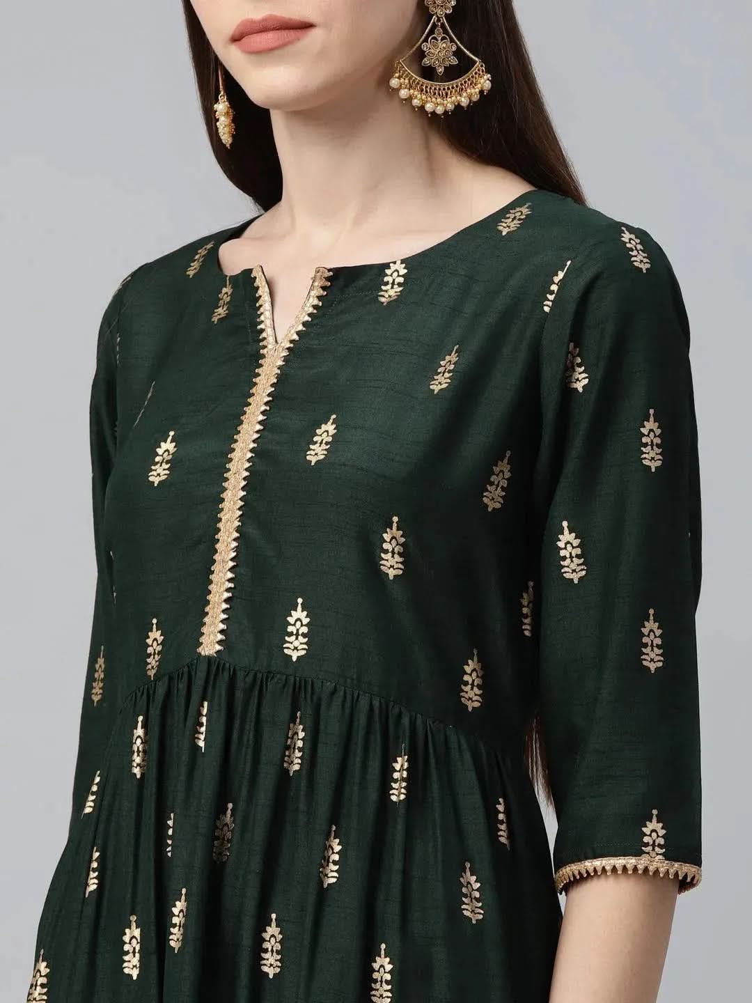 Anouk Green Printed Polyester Dress