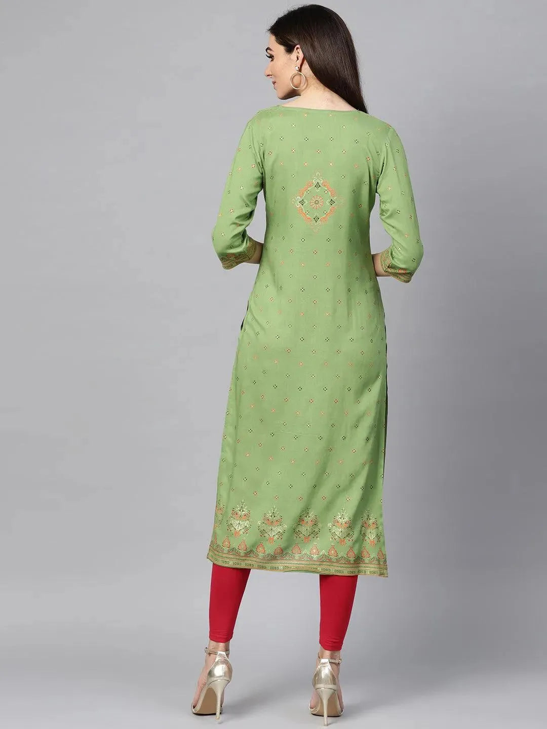 Anouk Green Printed Rayon Kurta