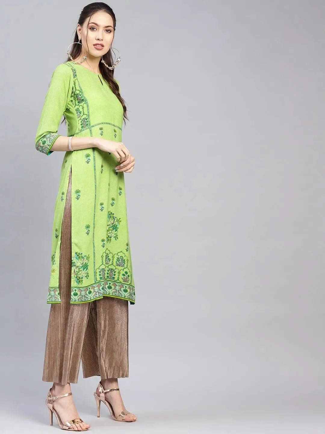 Anouk Green Printed Rayon Kurta