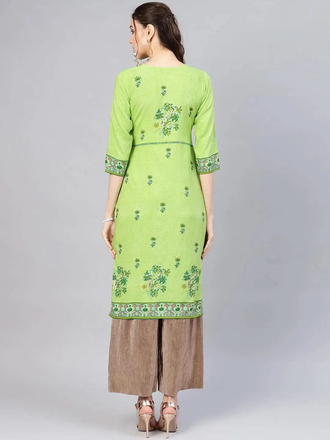 Anouk Green Printed Rayon Kurta