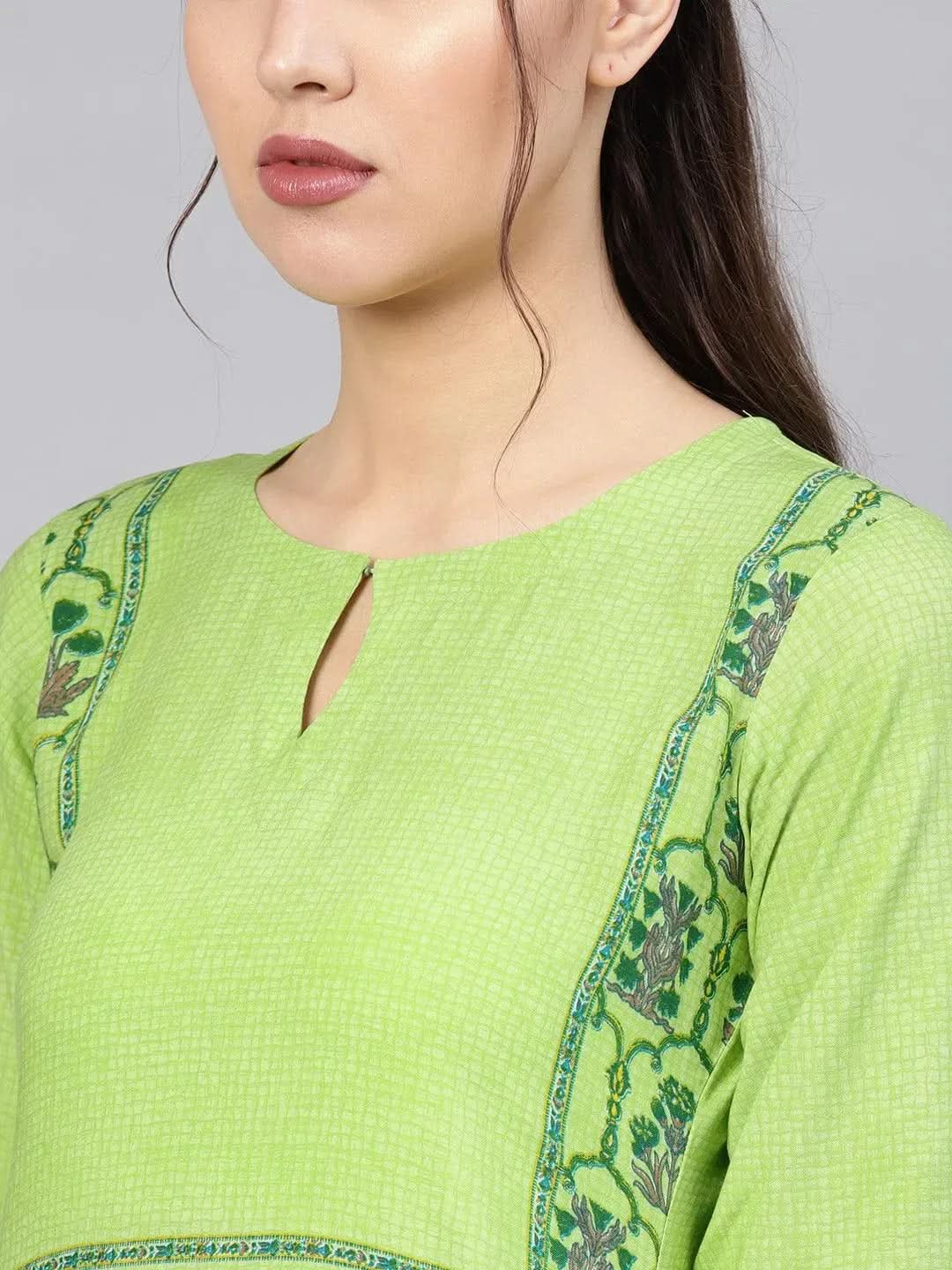 Anouk Green Printed Rayon Kurta
