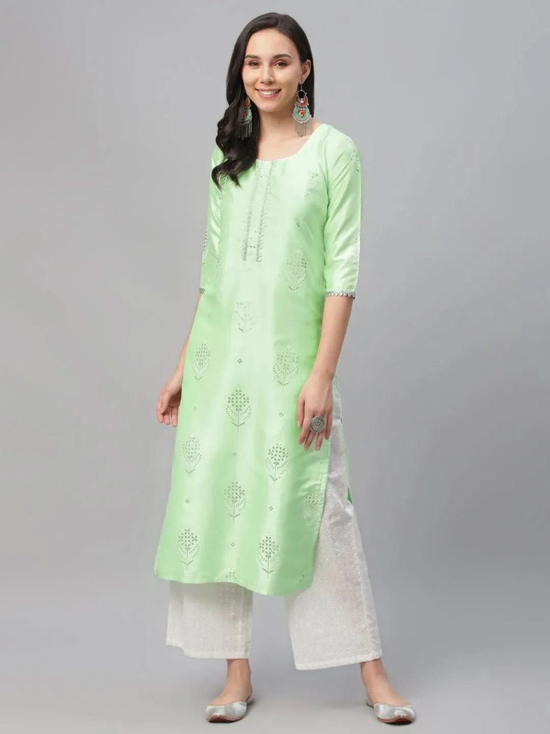 Anouk Green Printed Shantoon Kurta