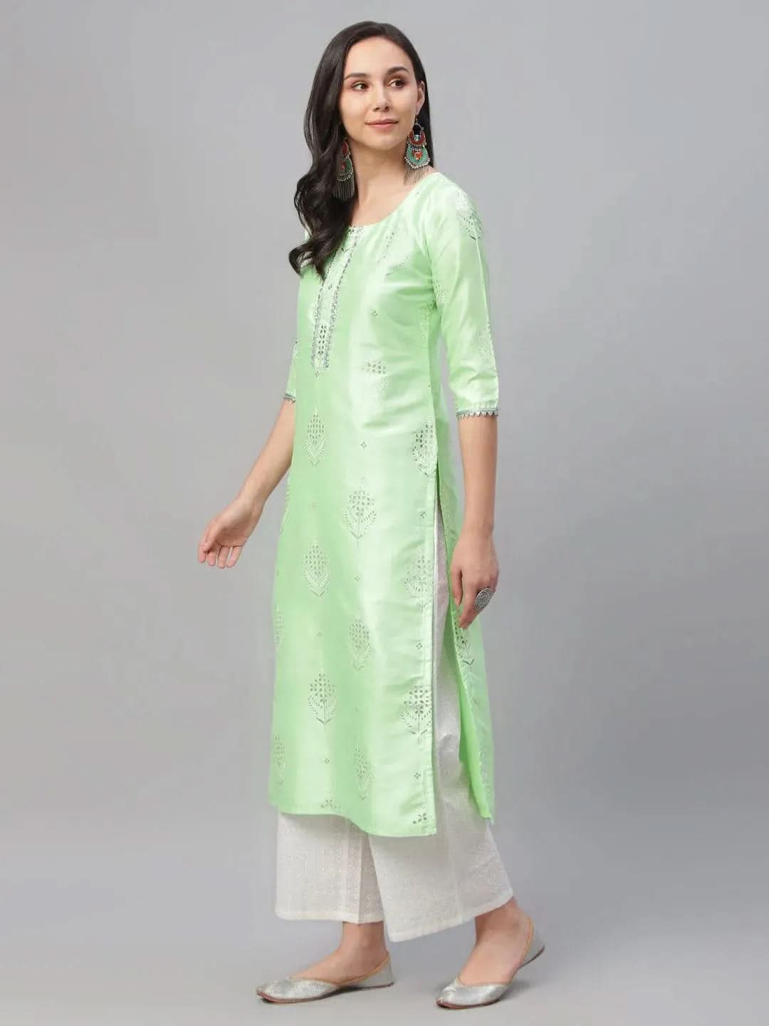 Anouk Green Printed Shantoon Kurta