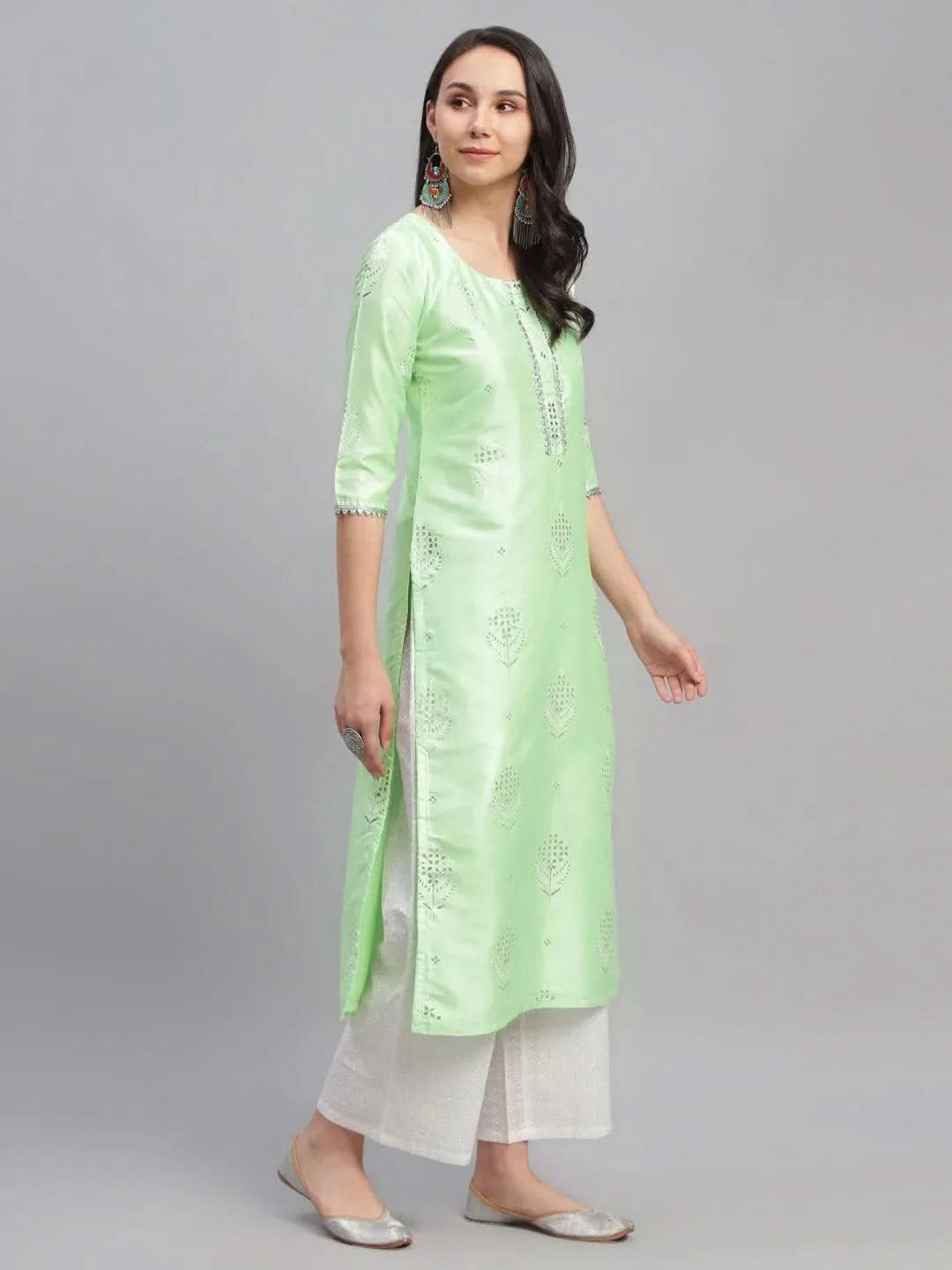 Anouk Green Printed Shantoon Kurta