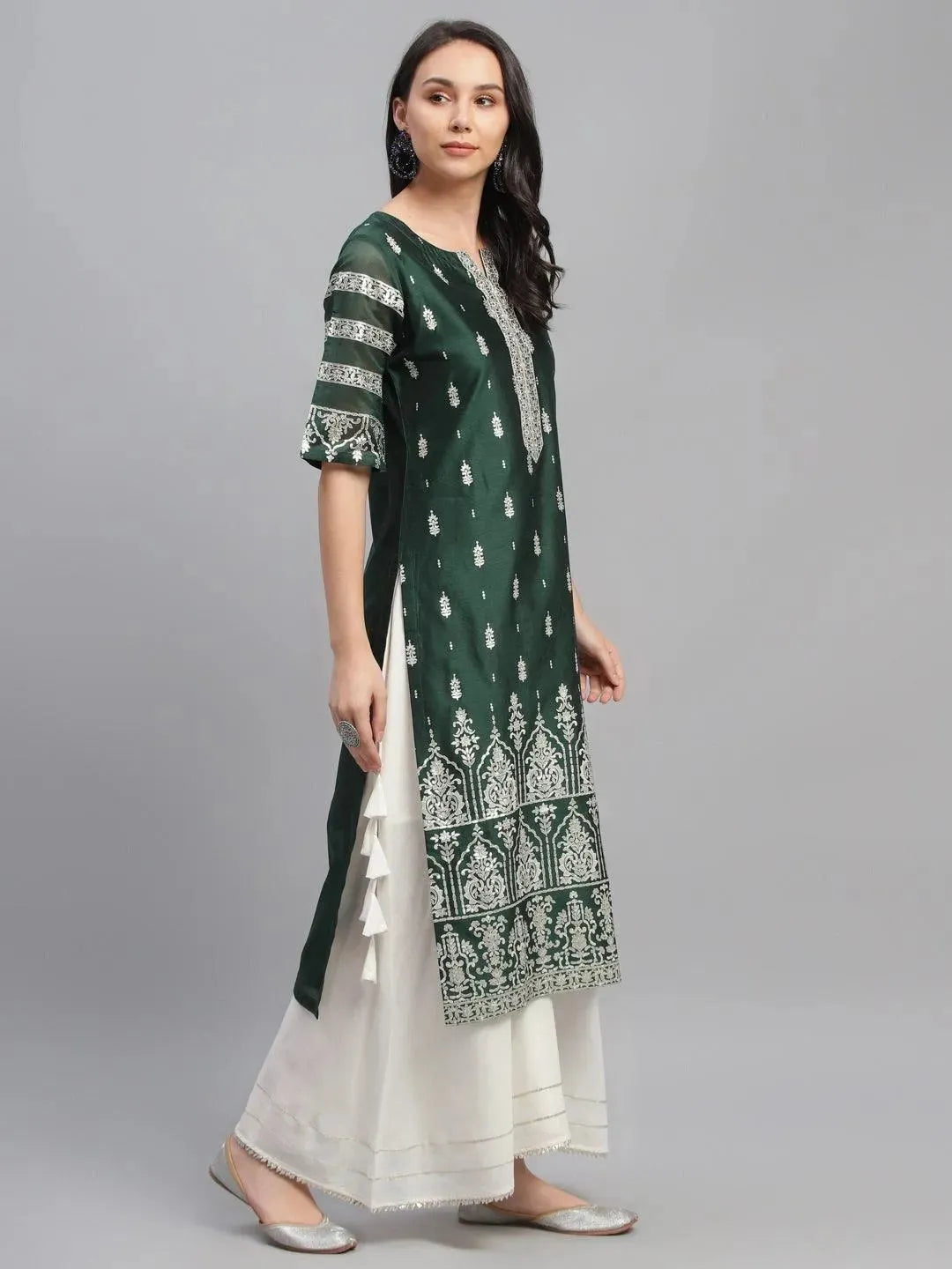Anouk Green Printed Shantoon Kurta