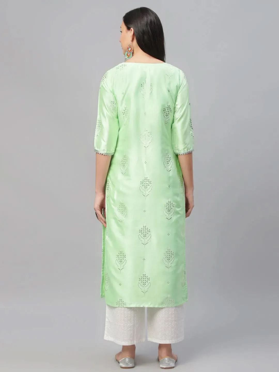 Anouk Green Printed Shantoon Kurta