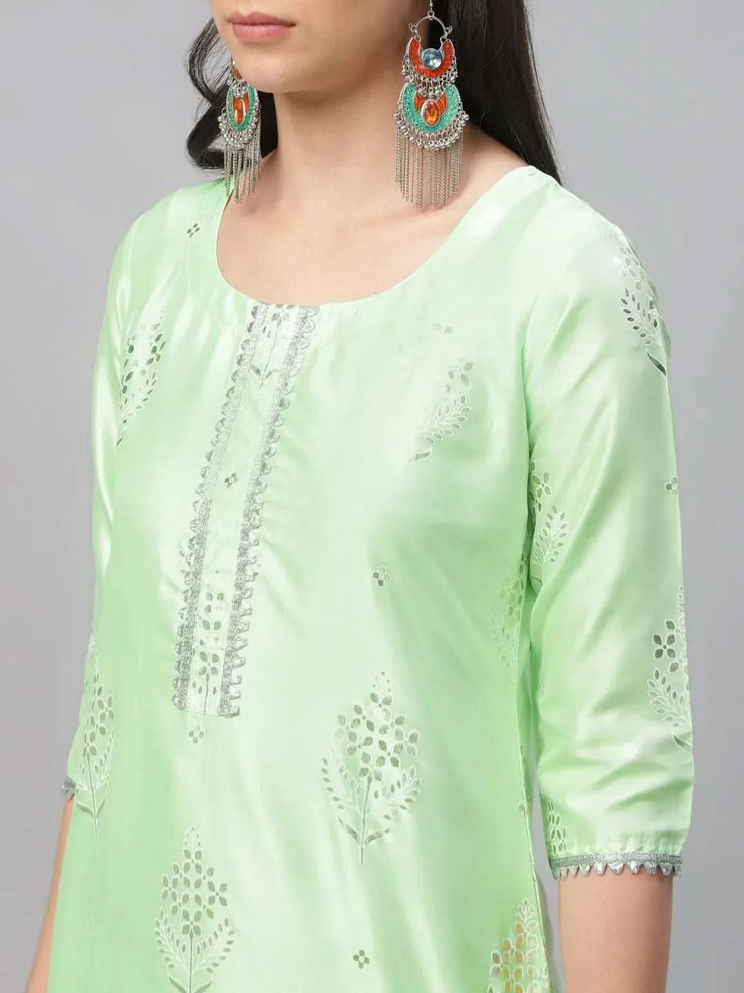 Anouk Green Printed Shantoon Kurta