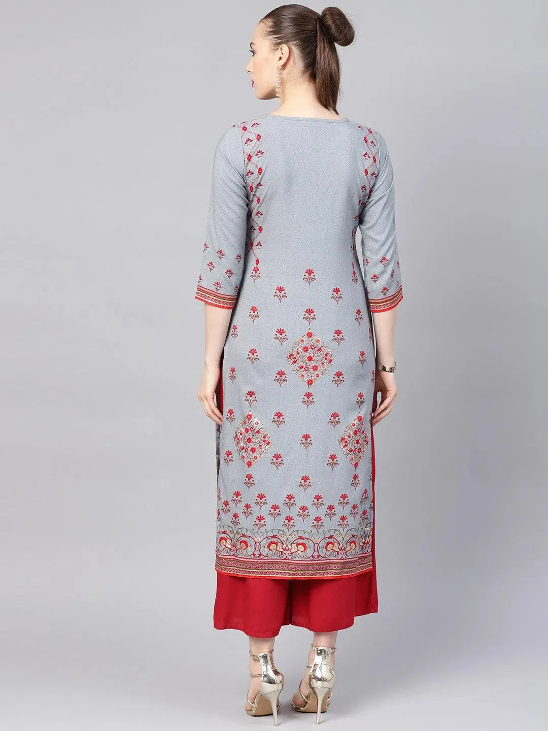 Anouk Grey Printed Rayon Kurta