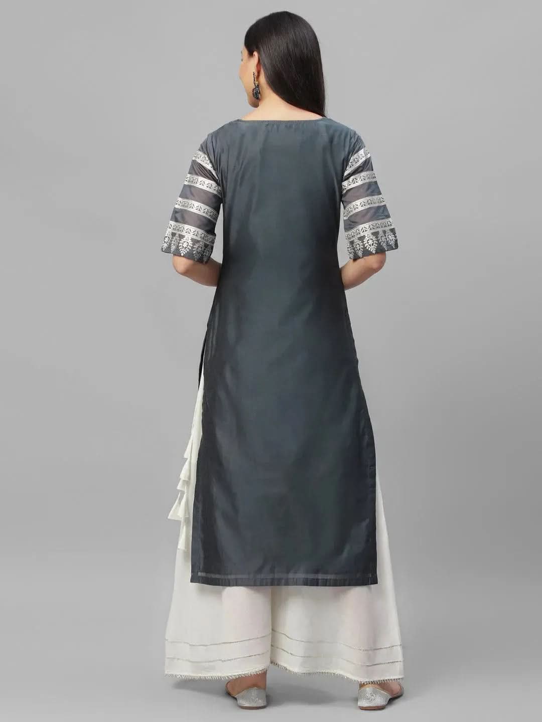 Anouk Grey Printed Shantoon Kurta