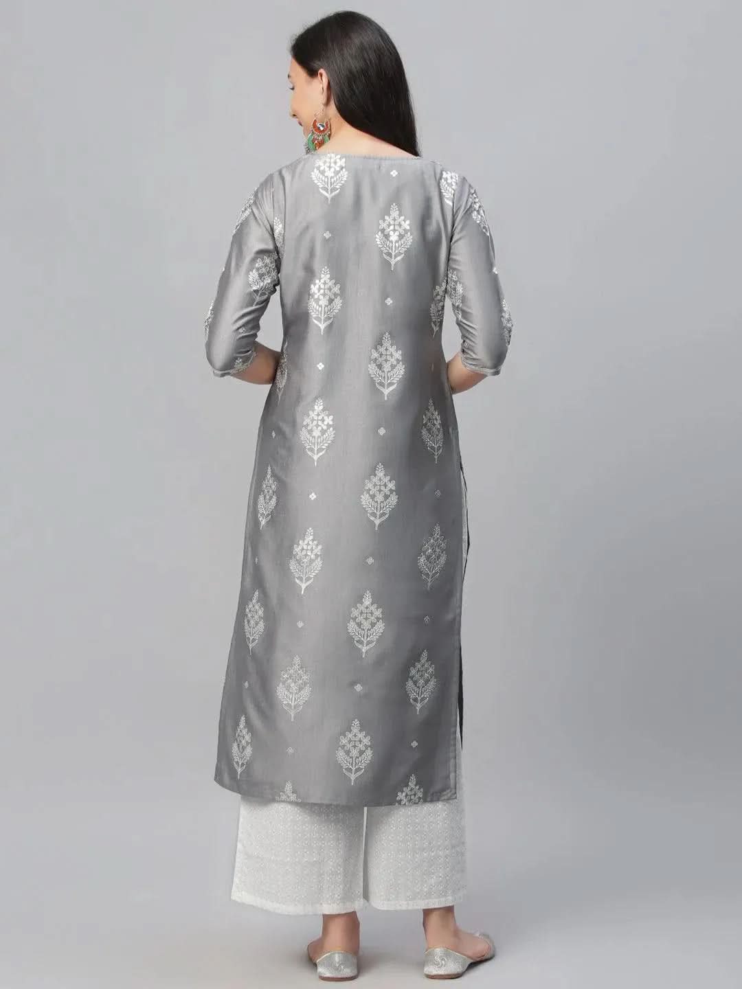 Anouk Grey Printed Shantoon Kurta