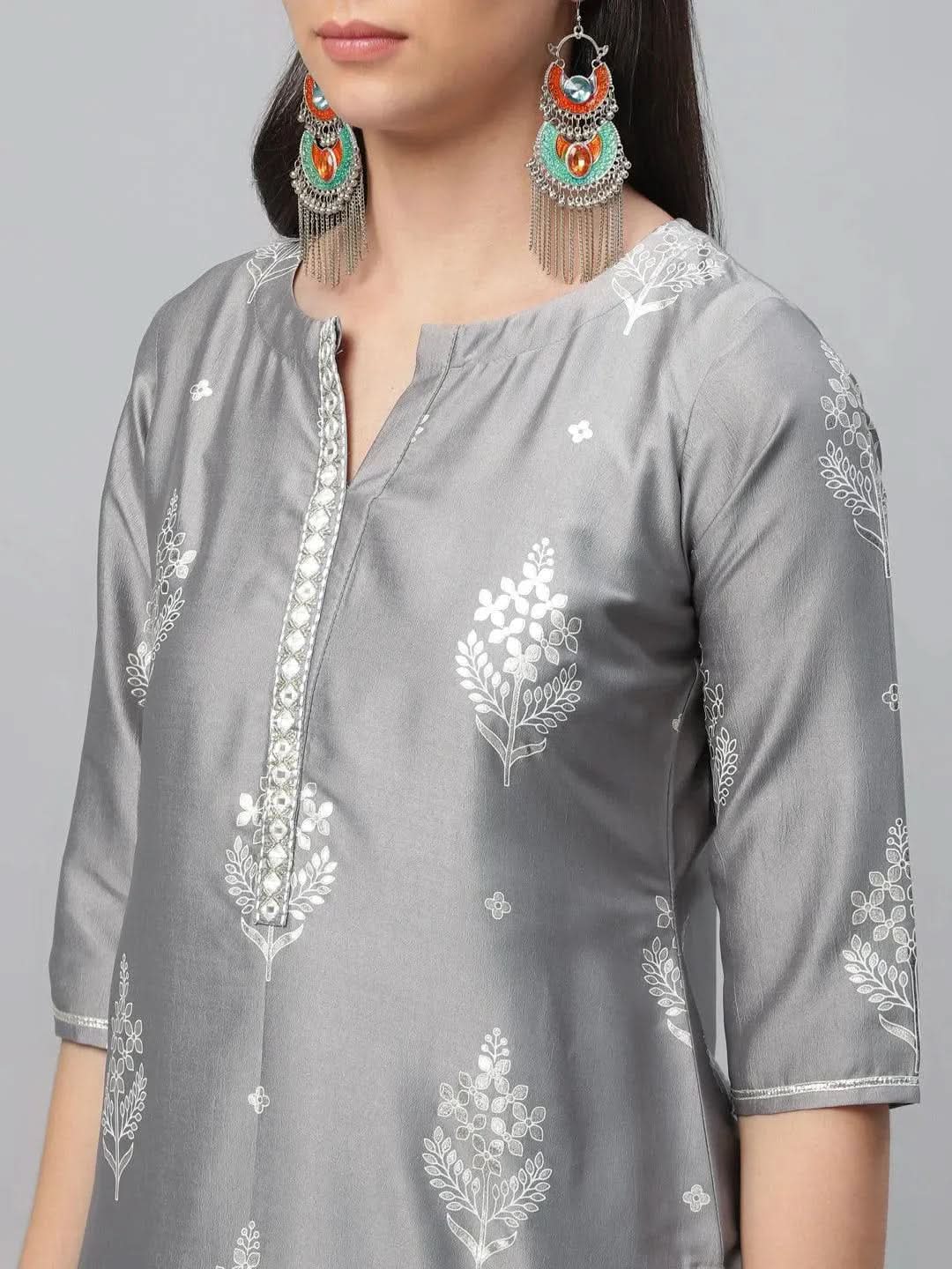 Anouk Grey Printed Shantoon Kurta