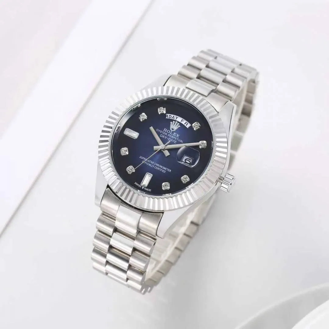 Role_x Day Date Silver/Blue S-Diamond Watch