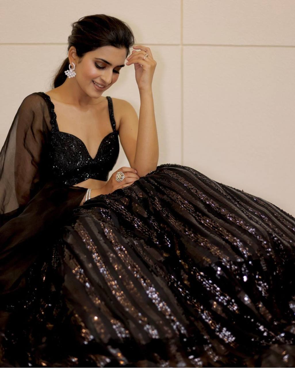 Hot Black Georgette Lehenga Set – Bold & Beautiful