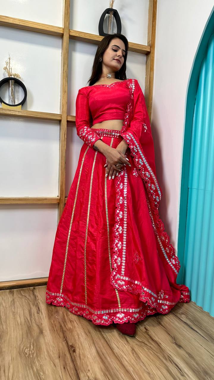 Hot Pink Glam – Two-Tone Slub Silk Lehenga Set