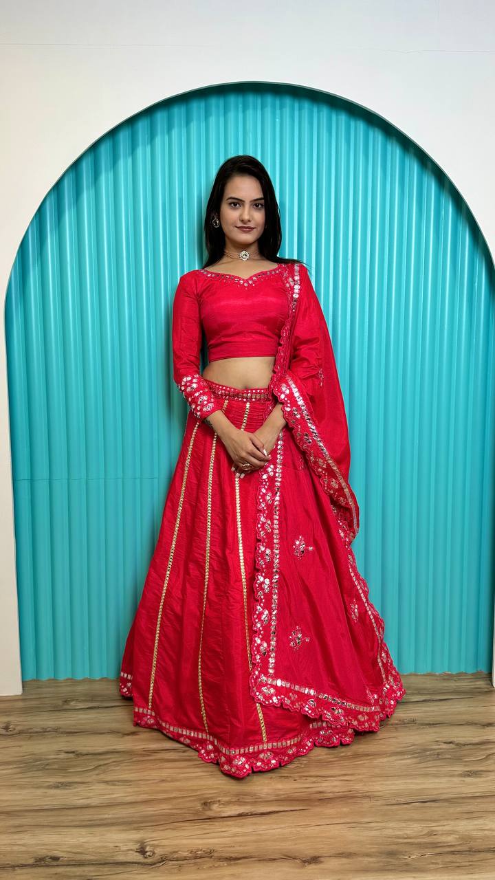 Hot Pink Glam – Two-Tone Slub Silk Lehenga Set