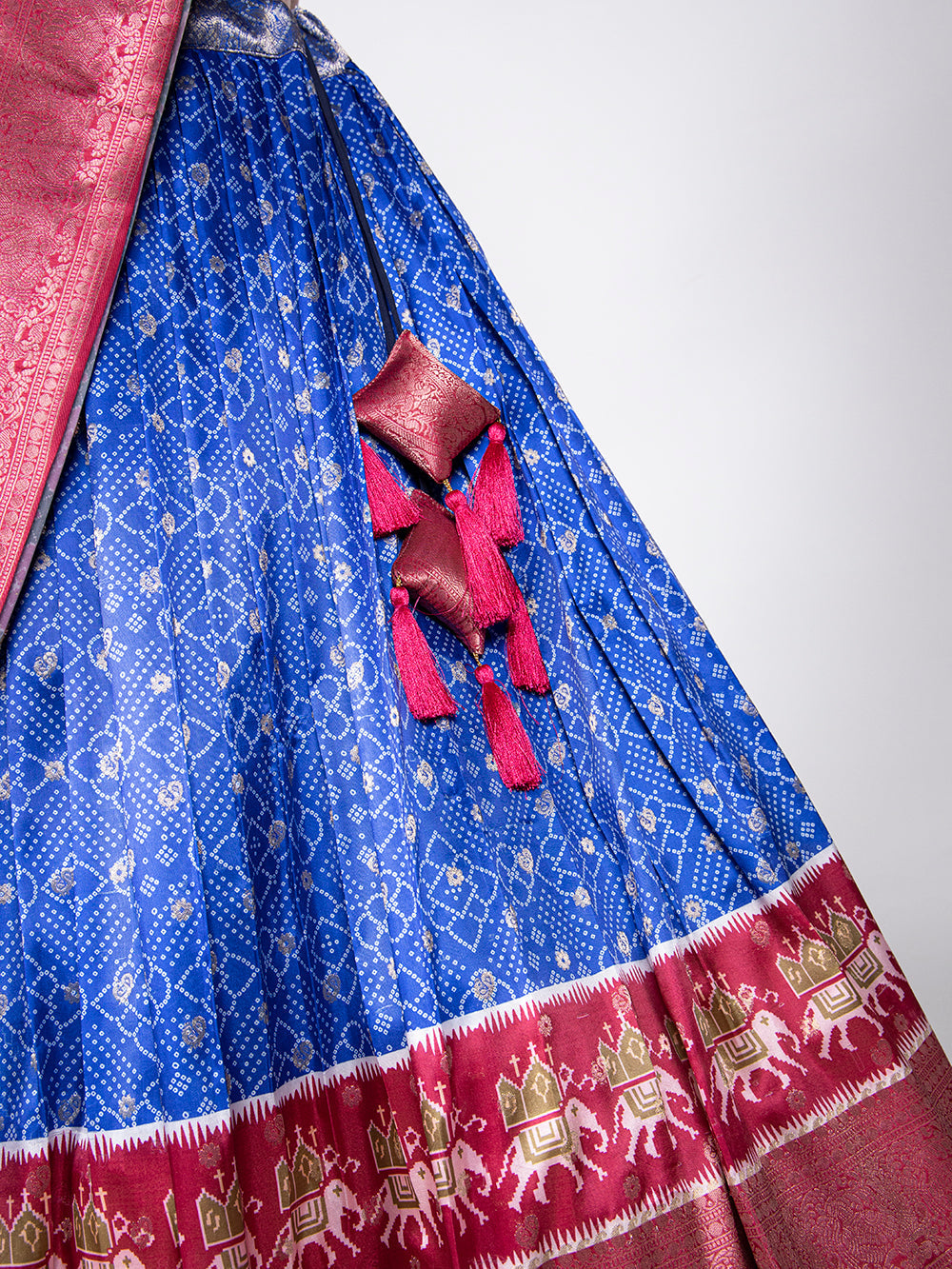 Blue Color Weaving Work With Digital Print Jacquard Silk Pattu Lehenga Choli