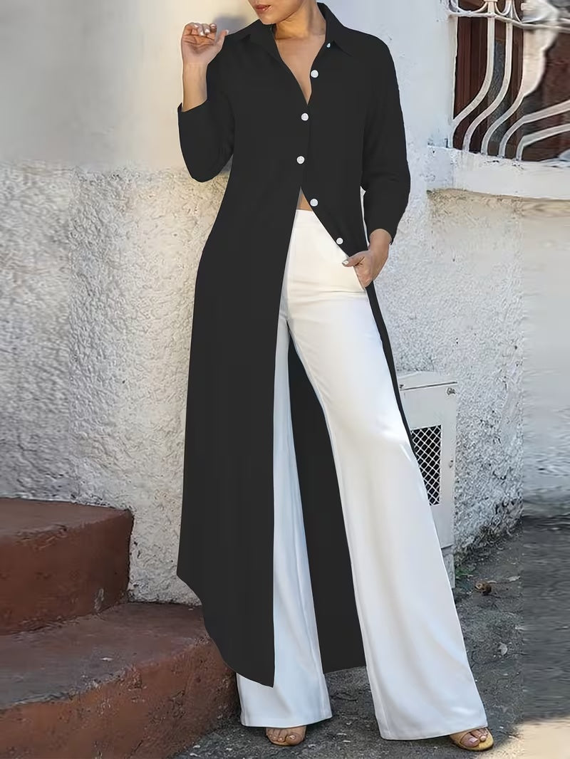 Elegant Shirt Dress for Women – Longline Button-Down Dress for Effortless Chic Style