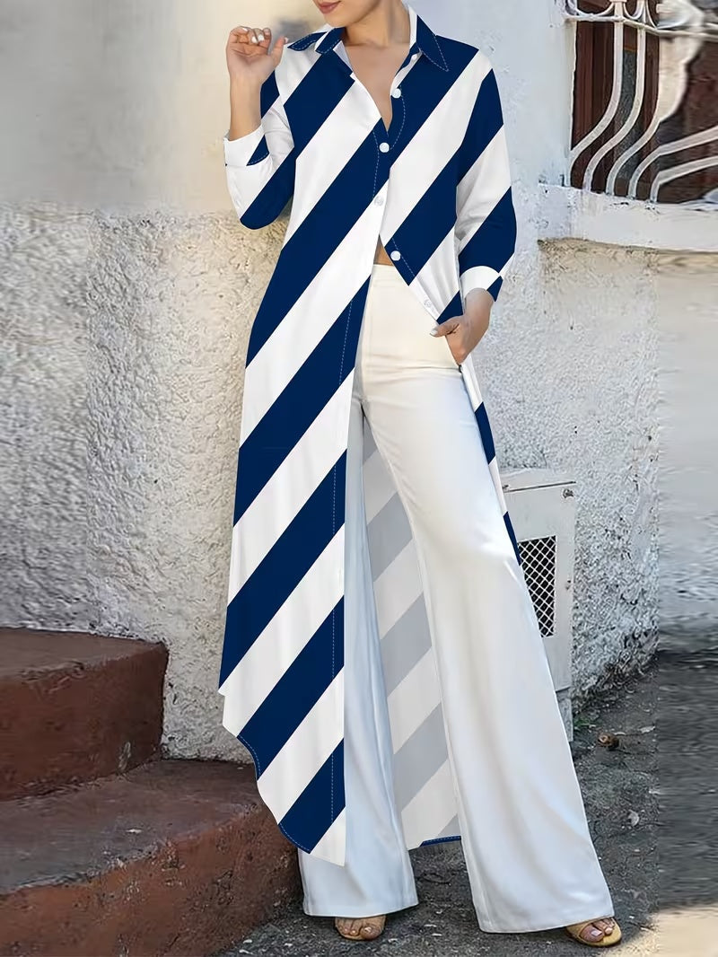 Elegant Shirt Dress for Women – Longline Button-Down Dress for Effortless Chic Style