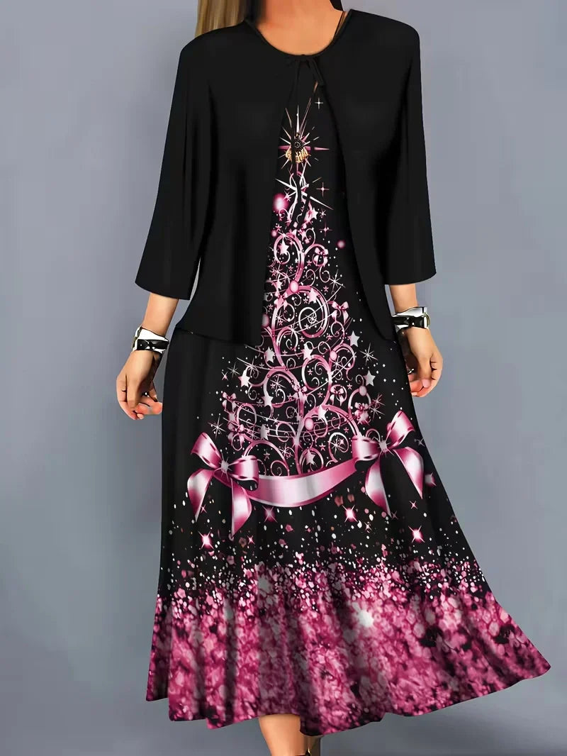 Women’s Floral Dress Set with Cardigan – Casual Elegant Wear
