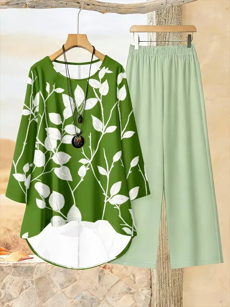 Effortless Breeze Floral Co-Ord Set (Top + Pants) – Plus Size Comfort Wear