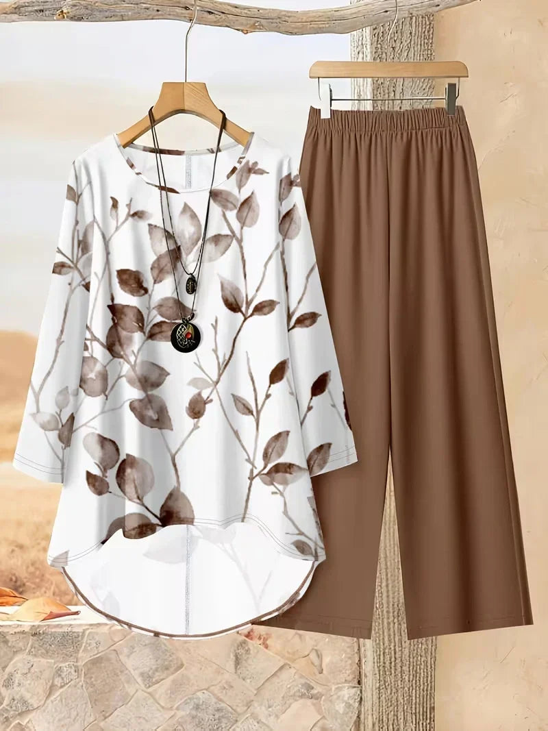 Effortless Breeze Floral Co-Ord Set (Top + Pants) – Plus Size Comfort Wear