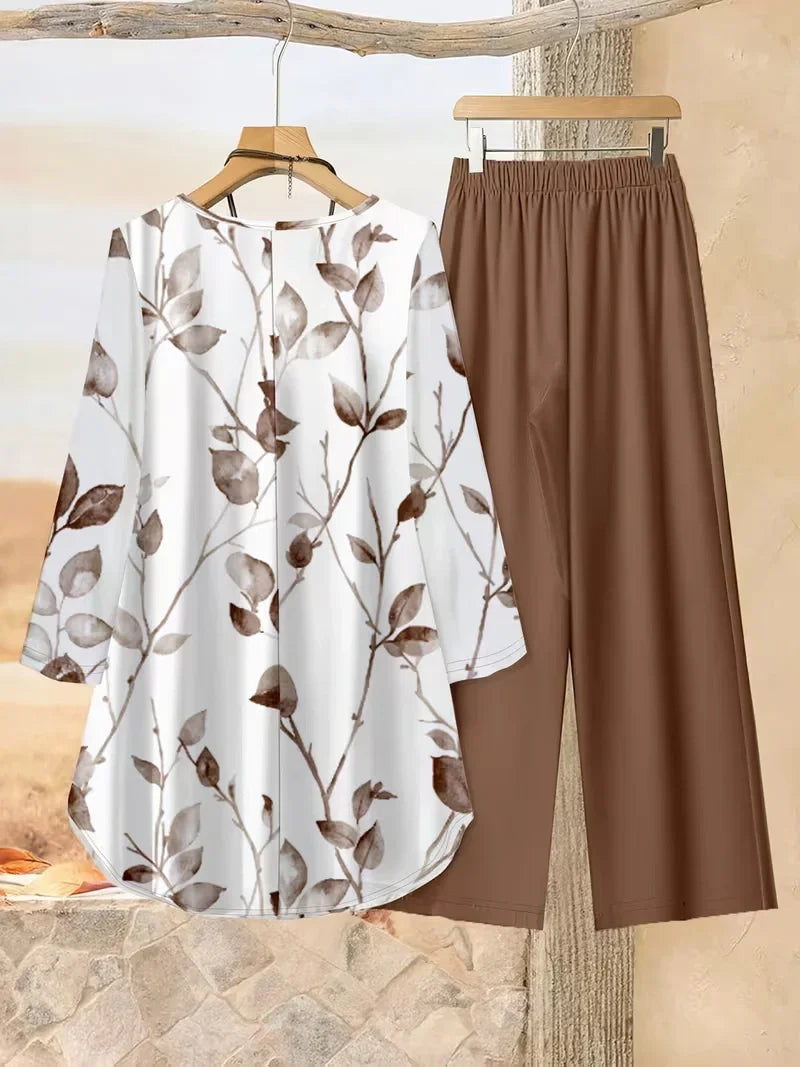 Effortless Breeze Floral Co-Ord Set (Top + Pants) – Plus Size Comfort Wear