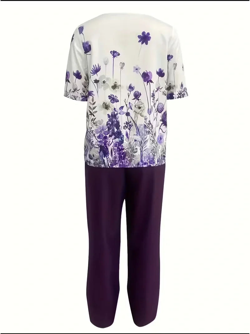 Breathable Floral Top & Pants Set – Perfect Summer Outfit