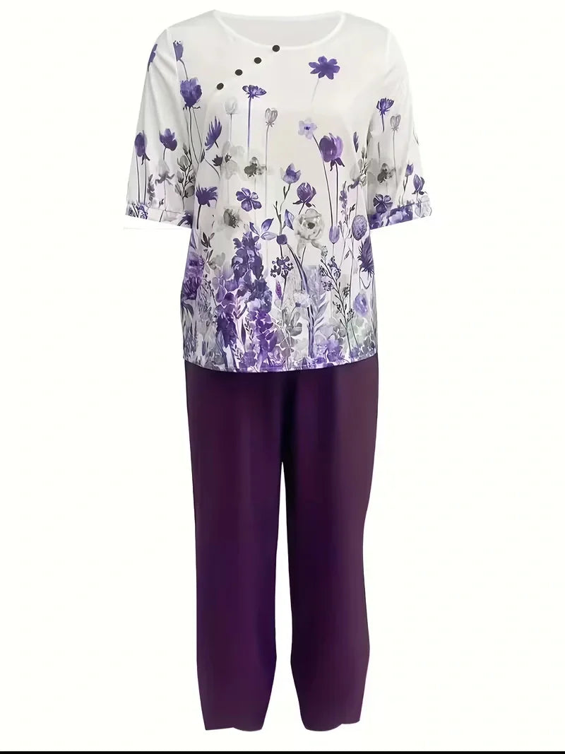 Breathable Floral Top & Pants Set – Perfect Summer Outfit