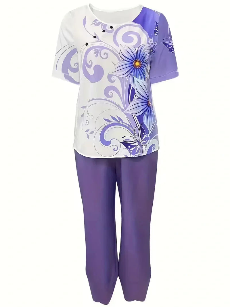 Breathable Floral Top & Pants Set – Perfect Summer Outfit