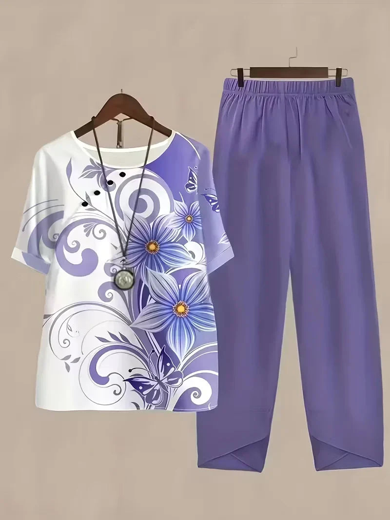 Breathable Floral Top & Pants Set – Perfect Summer Outfit