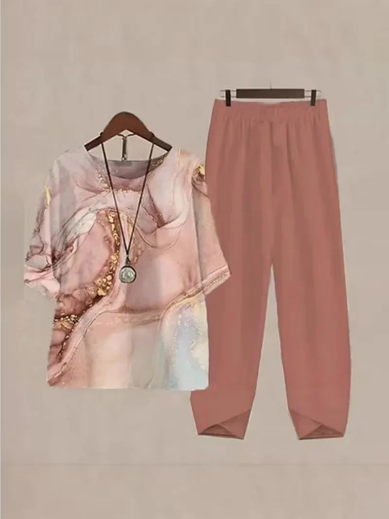 Breathable Floral Top & Pants Set – Perfect Summer Outfit