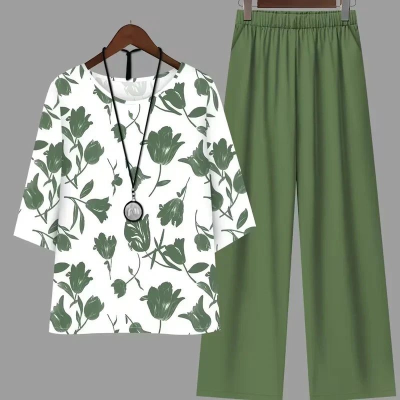 Breathable Floral Top & Pants Set – Perfect Summer Outfit