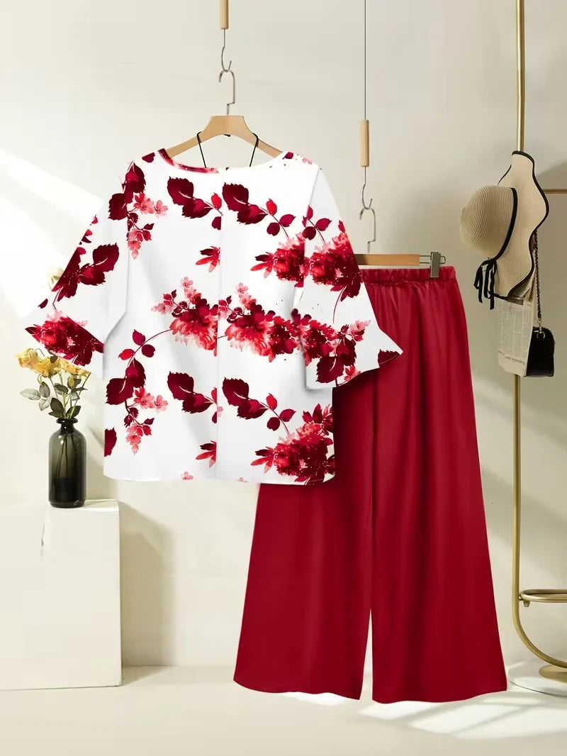 Breathable Floral Top & Pants Set – Perfect Summer Outfit