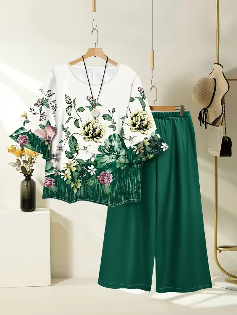 Breathable Floral Top & Pants Set – Perfect Summer Outfit