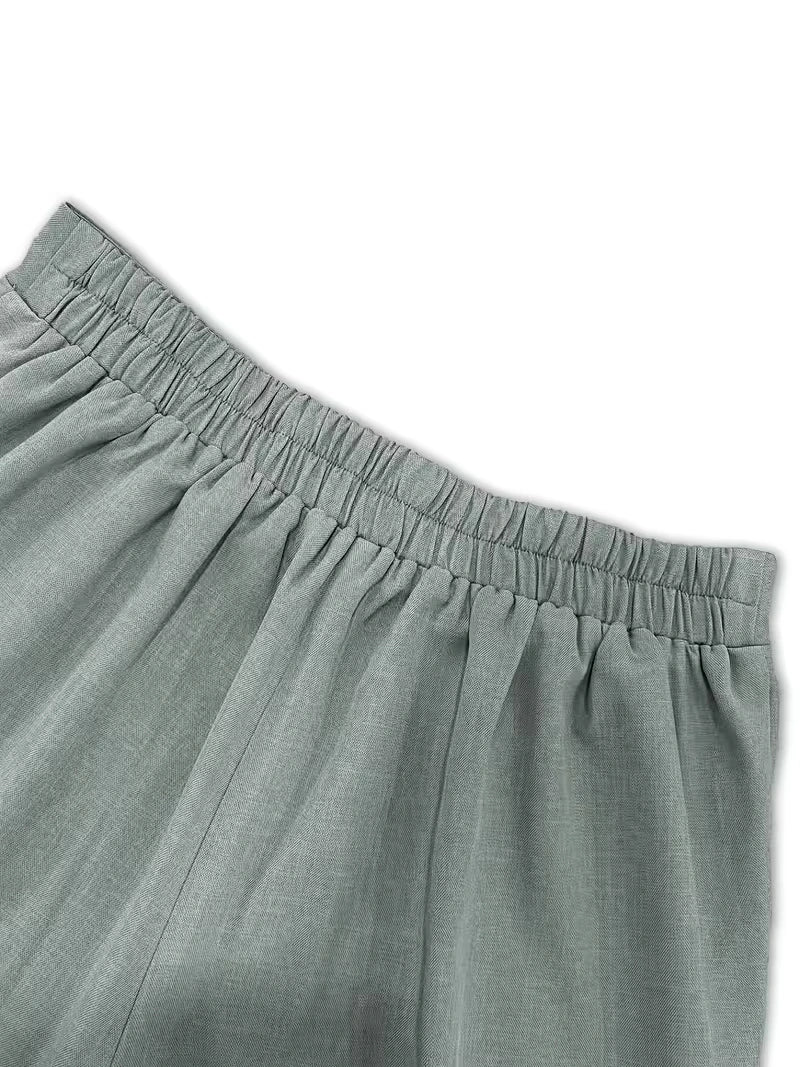 Belted Sleeveless Top and Straight Leg Pants Co-ord Set for Women