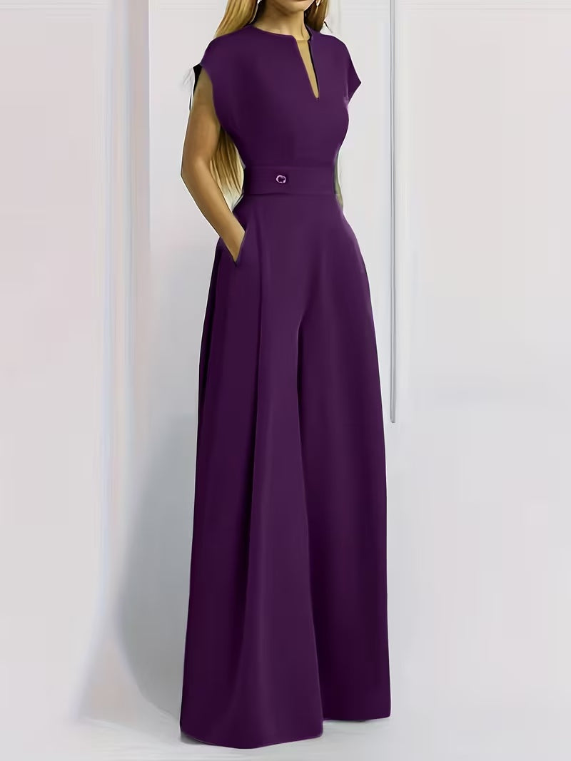 Women’s Wide Leg Jumpsuit Tailored Fit with Structured Waist for Effortless Style
