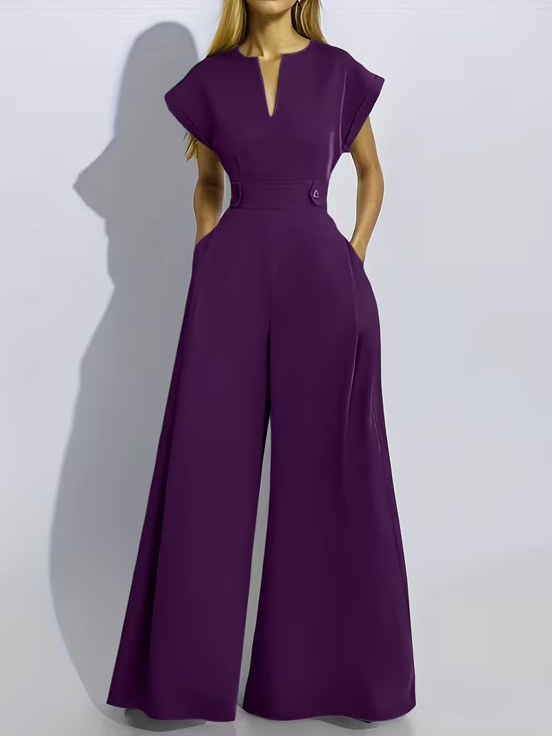Women’s Wide Leg Jumpsuit Tailored Fit with Structured Waist for Effortless Style