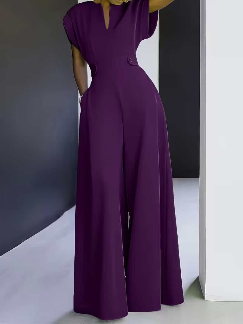 Women’s Wide Leg Jumpsuit Tailored Fit with Structured Waist for Effortless Style