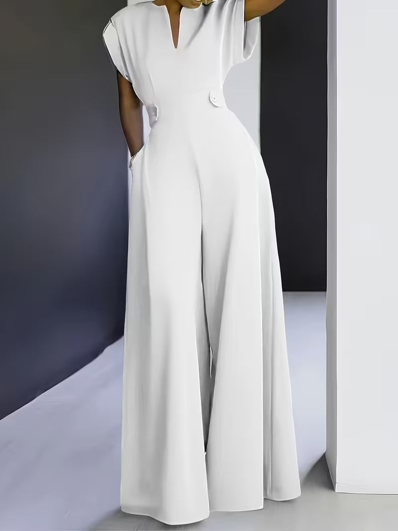 Women’s Wide Leg Jumpsuit Tailored Fit with Structured Waist for Effortless Style