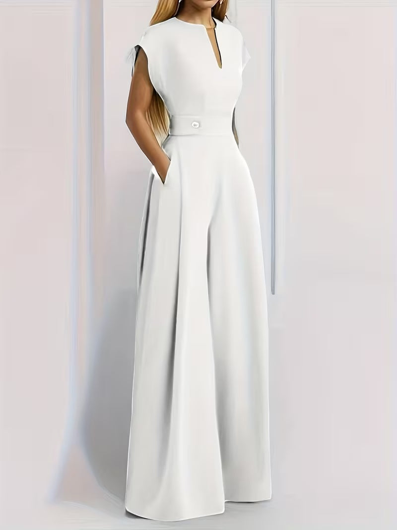 Women’s Wide Leg Jumpsuit Tailored Fit with Structured Waist for Effortless Style