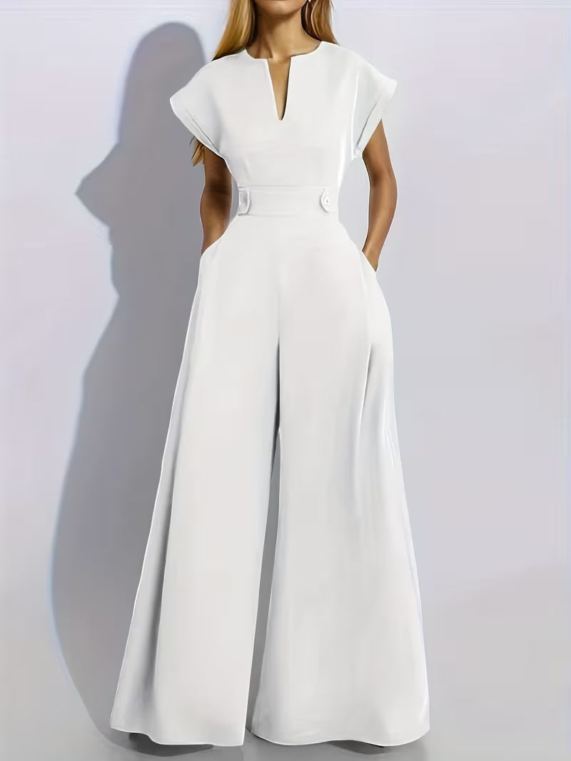 Women’s Wide Leg Jumpsuit Tailored Fit with Structured Waist for Effortless Style
