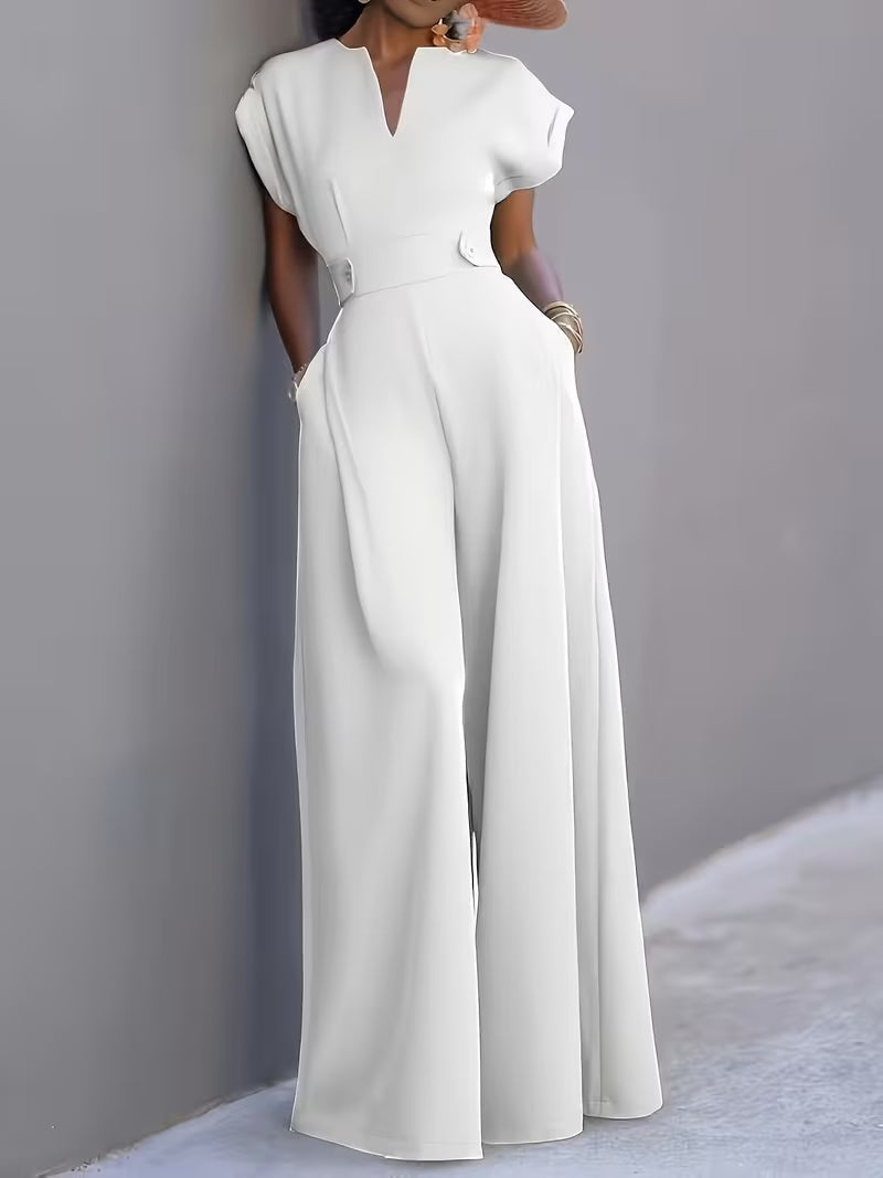 Women’s Wide Leg Jumpsuit Tailored Fit with Structured Waist for Effortless Style