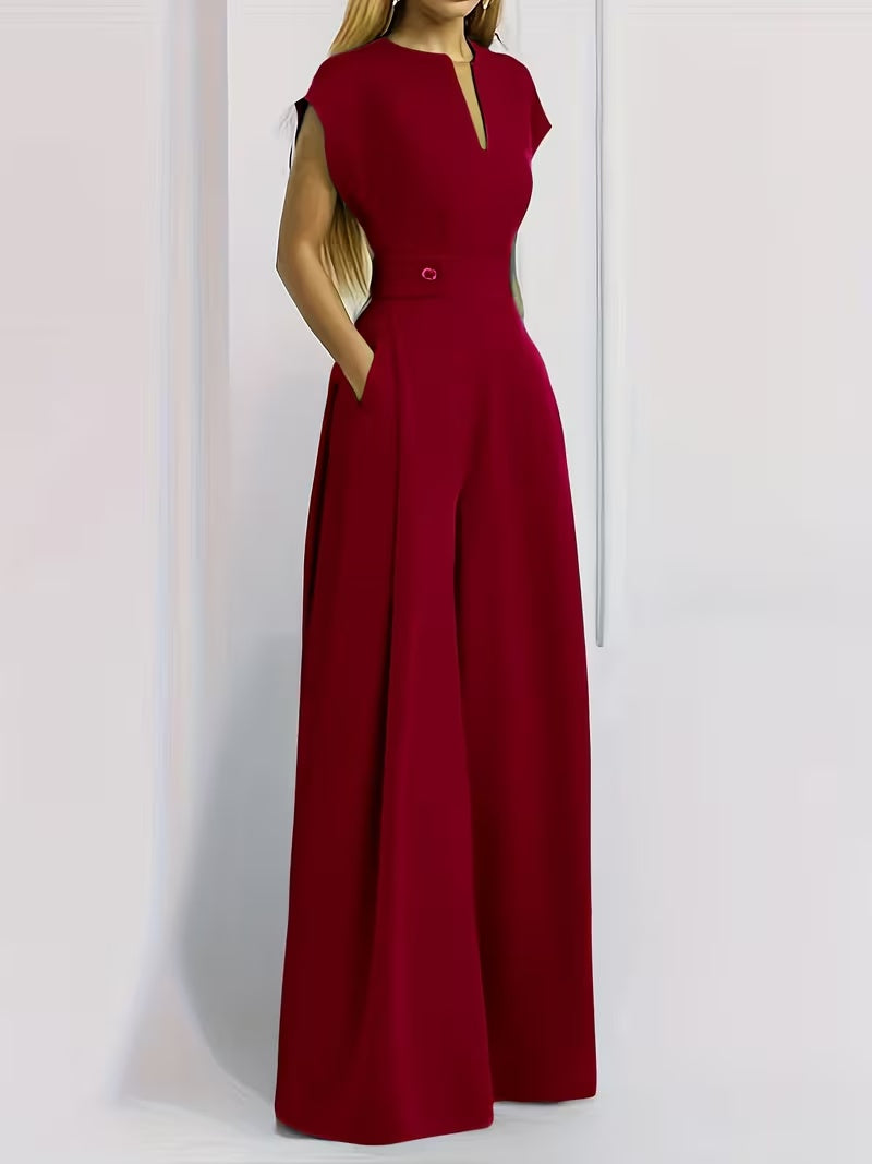 Women’s Wide Leg Jumpsuit Tailored Fit with Structured Waist for Effortless Style