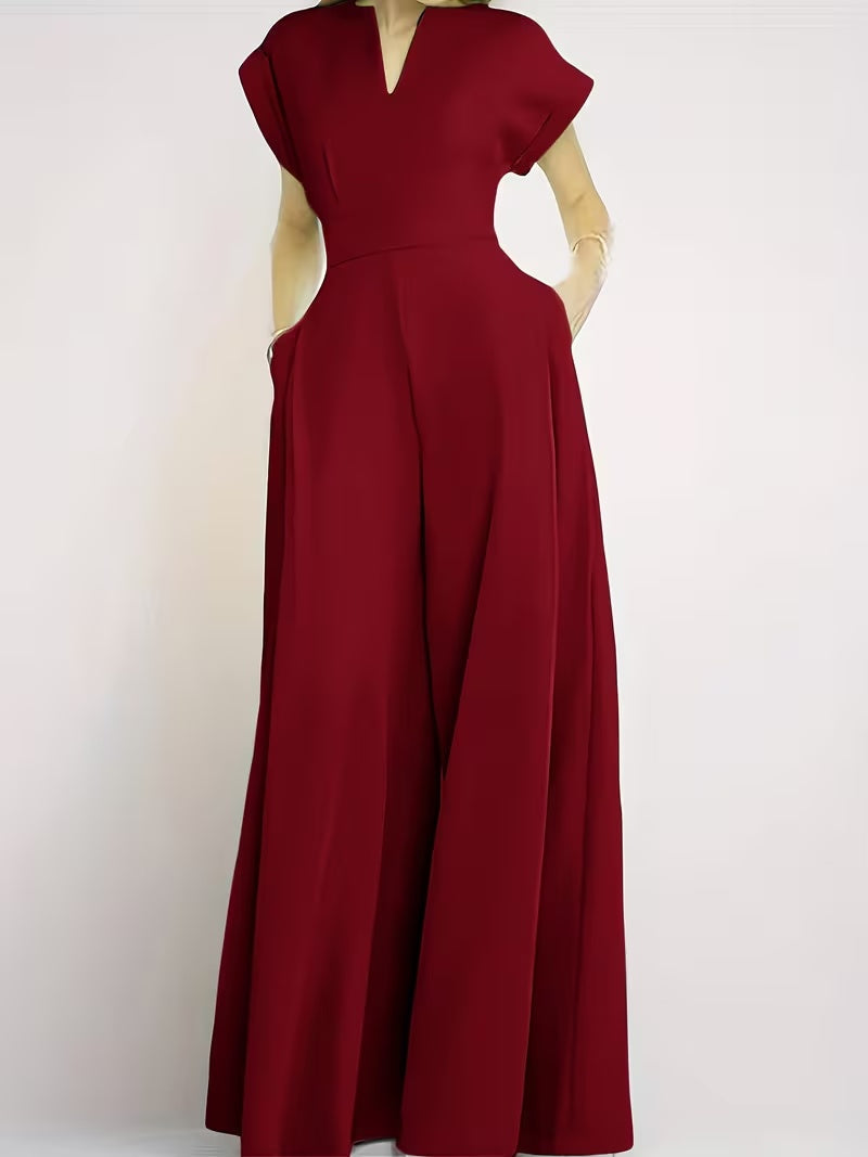 Women’s Wide Leg Jumpsuit Tailored Fit with Structured Waist for Effortless Style