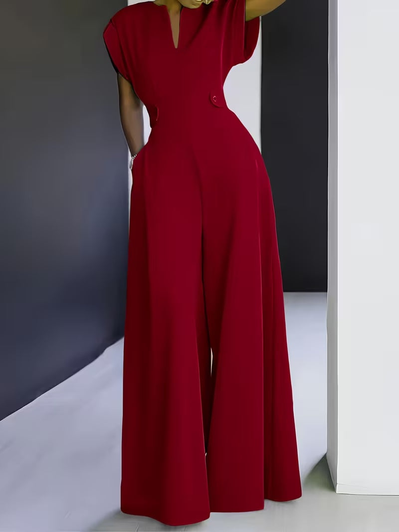 Women’s Wide Leg Jumpsuit Tailored Fit with Structured Waist for Effortless Style